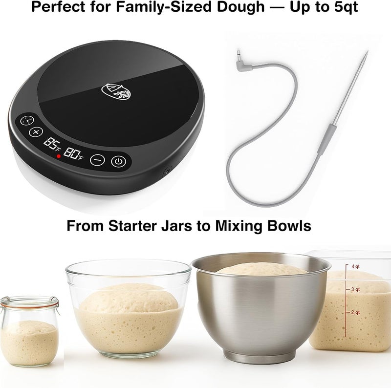 Risecret Pro 2026 Larger Sourdough Starter and Dough Warmer– Upgraded with Real-Time Dough Probe, Dual-Temp Display, 70-110°F Precision Control, 24H Timer Game Changer for Home Bakers Black - Image 2